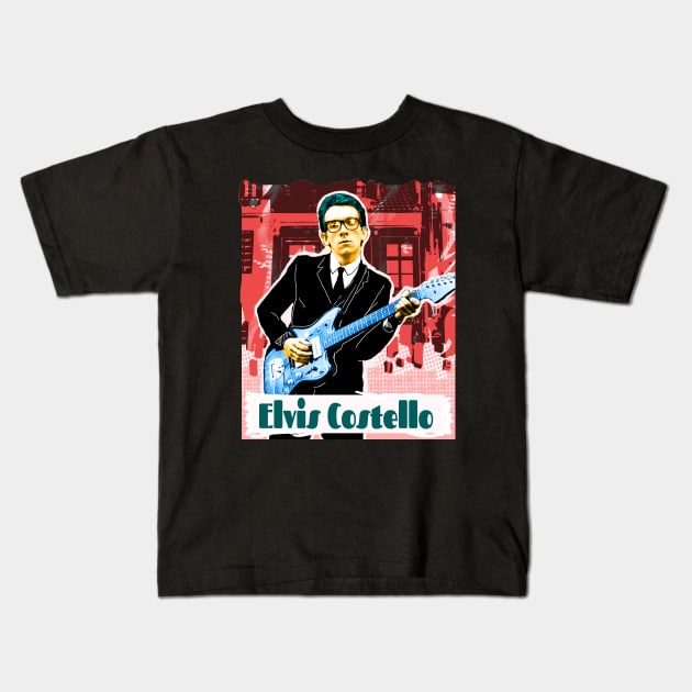 Elvis Costello - Classic Music Fan Art Kids T-Shirt by The Dare